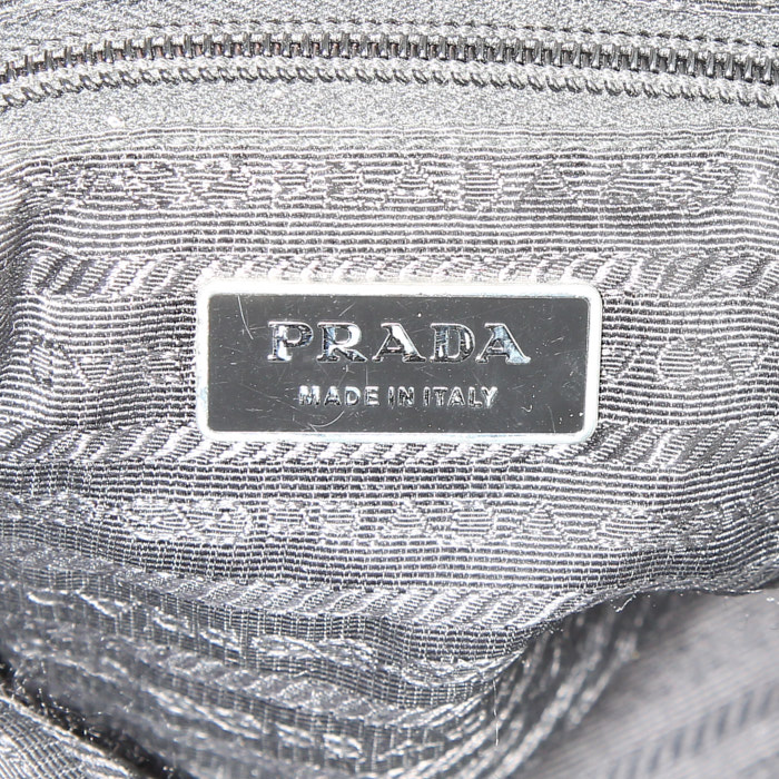 Bolso Cabás Prada en tela negra y cuero negro - Detail D4