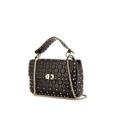 Borsa Valentino Garavani Rockstud Spike in pelle nera con decoro di borchie