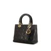 Dior Lady Dior medium model handbag in black leather - 00pp thumbnail