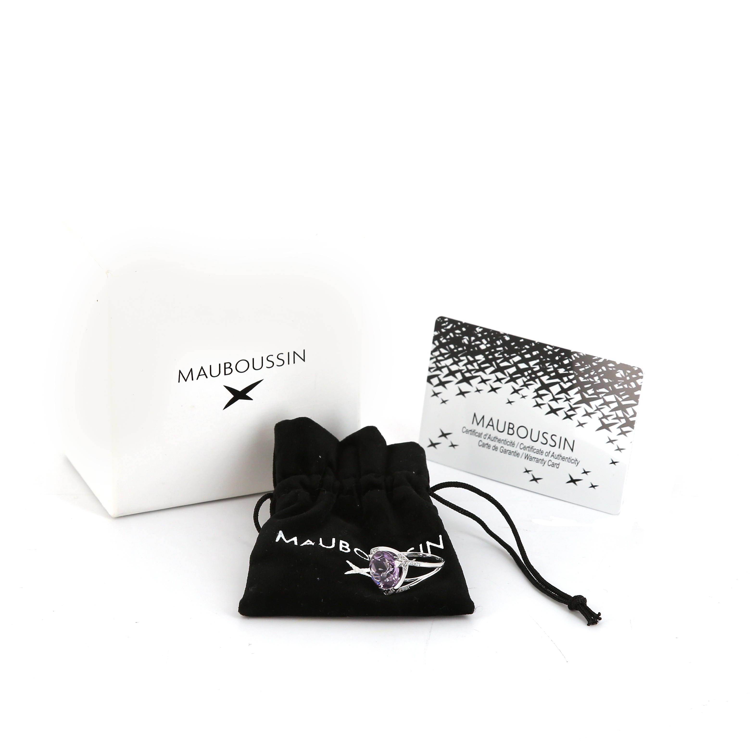 Mauboussin Tellement Divine Toi ring in white gold,  amethyst and diamonds - Detail D2