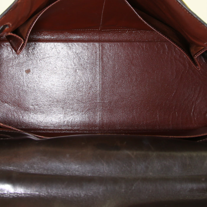 Hermes Kelly 32 cm handbag in chocolate brown box leather - Detail D3