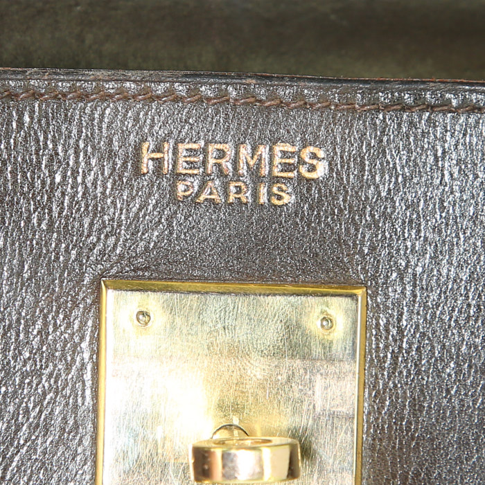 Sac à main Hermes Kelly 32 cm en cuir box marron-chocolat - Detail D4