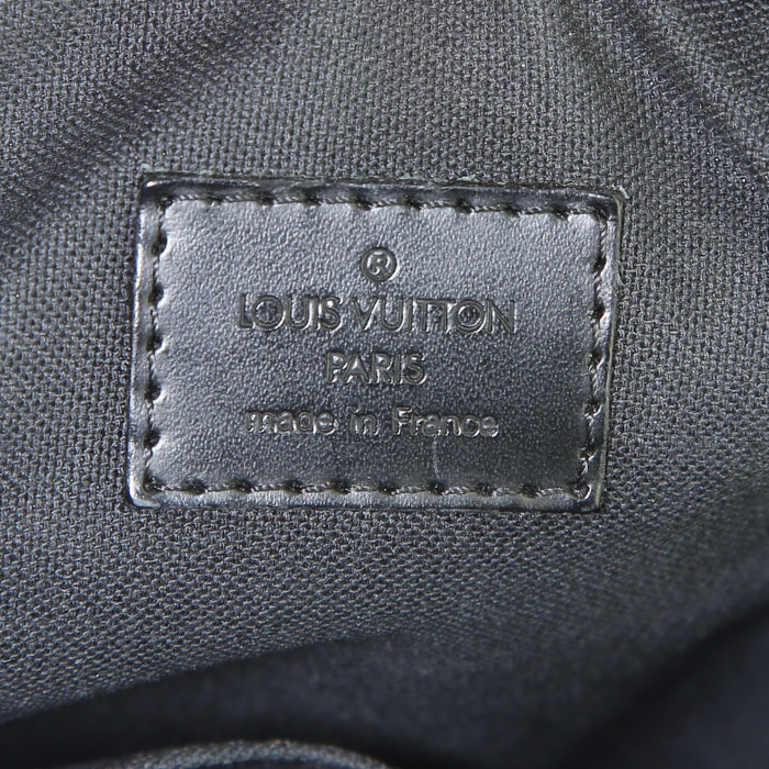 Sac bandoulière Louis Vuitton Amazone en toile damier grise et cuir noir - Detail D3