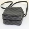 Louis Vuitton Amazone shoulder bag in grey damier canvas and black leather - Detail D4 thumbnail