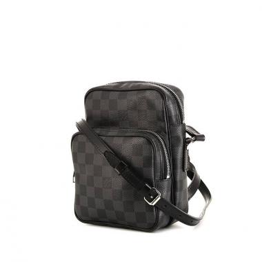 Bolso bandolera Louis Vuitton Amazone en lona a cuadros gris y cuero negro