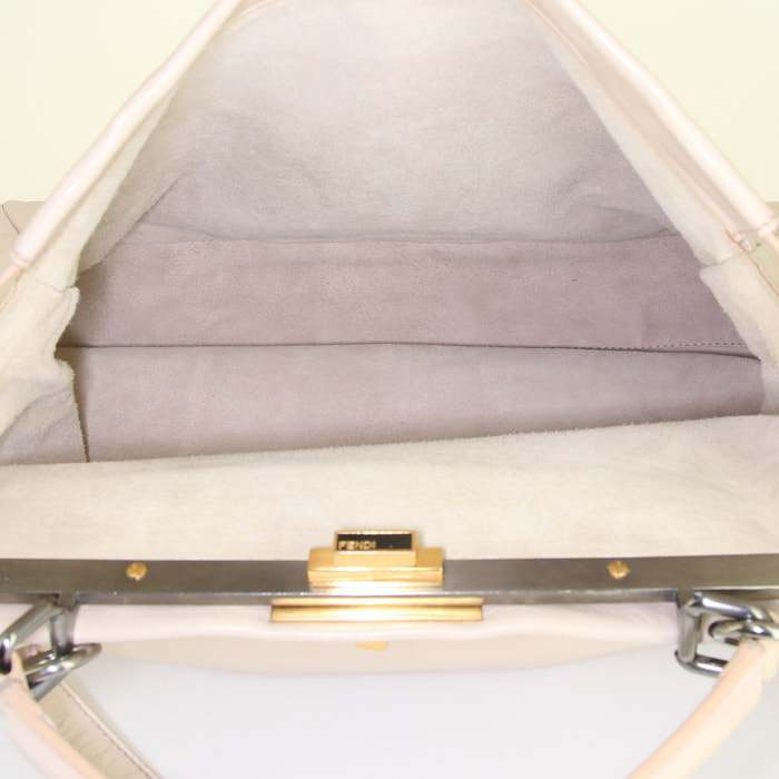 Borsa Fendi Peekaboo in pelle color crema - Detail D3
