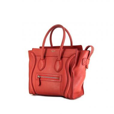 Celine Luggage small model handbag in red grained leather