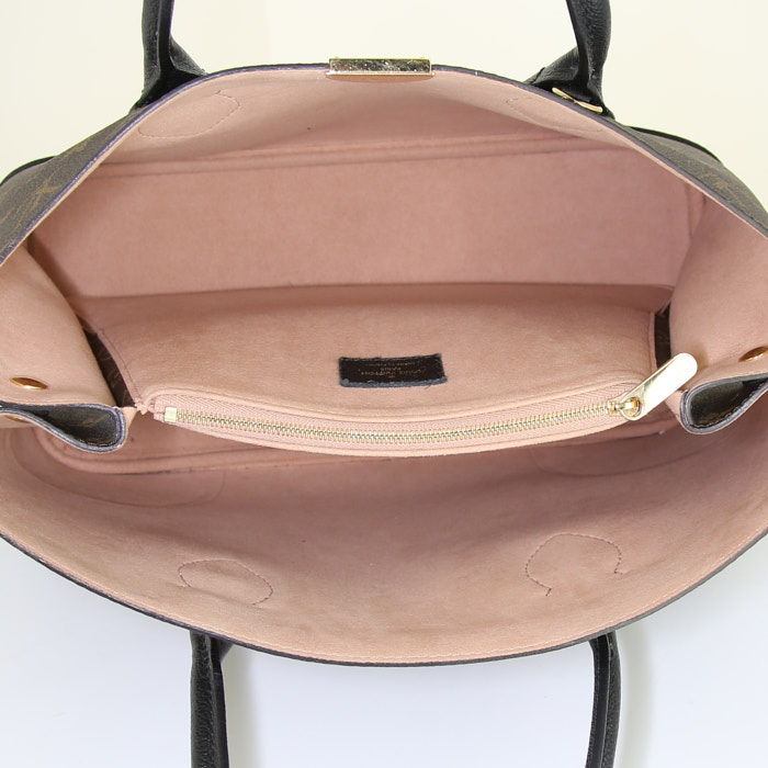 Bolso de mano Louis Vuitton Flandrin en lona Monogram marrón y cuero negro - Detail D2