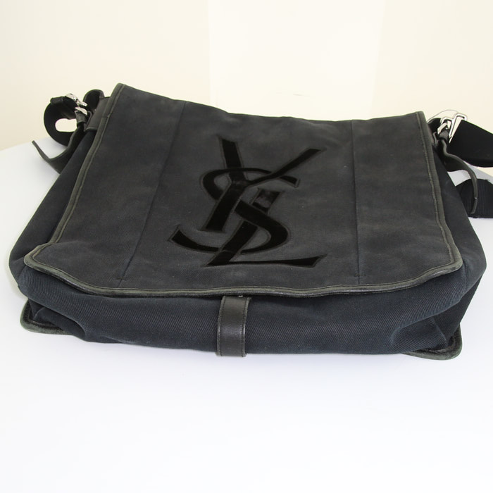 Borsa a tracolla Saint Laurent Vintage in tela nera - Detail D4