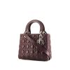 Dior Lady Dior medium model handbag in burgundy leather cannage - 00pp thumbnail