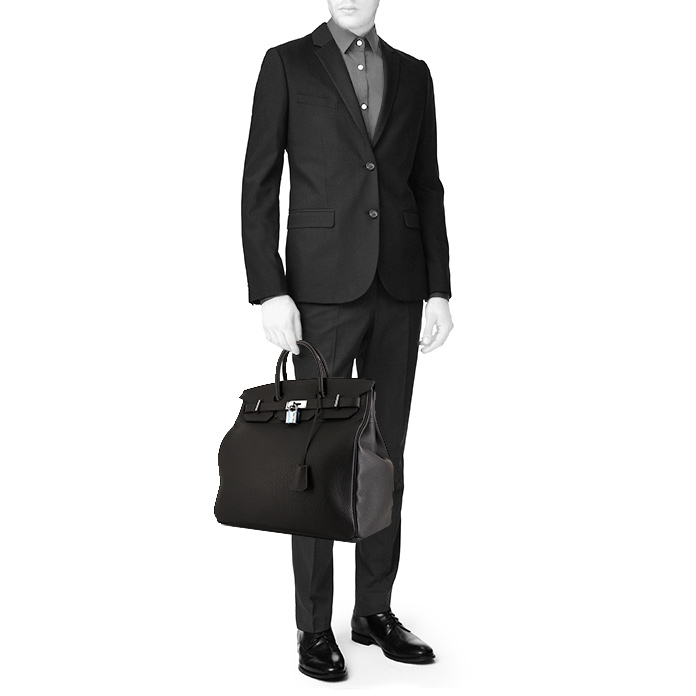 Bolsa de viaje Hermes Haut à Courroies - Travel Bag en cuero togo negro - Detail D1