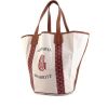 Shopping bag Goyard Belharra in tela monogram rossa e beige e pelle marrone - 00pp thumbnail