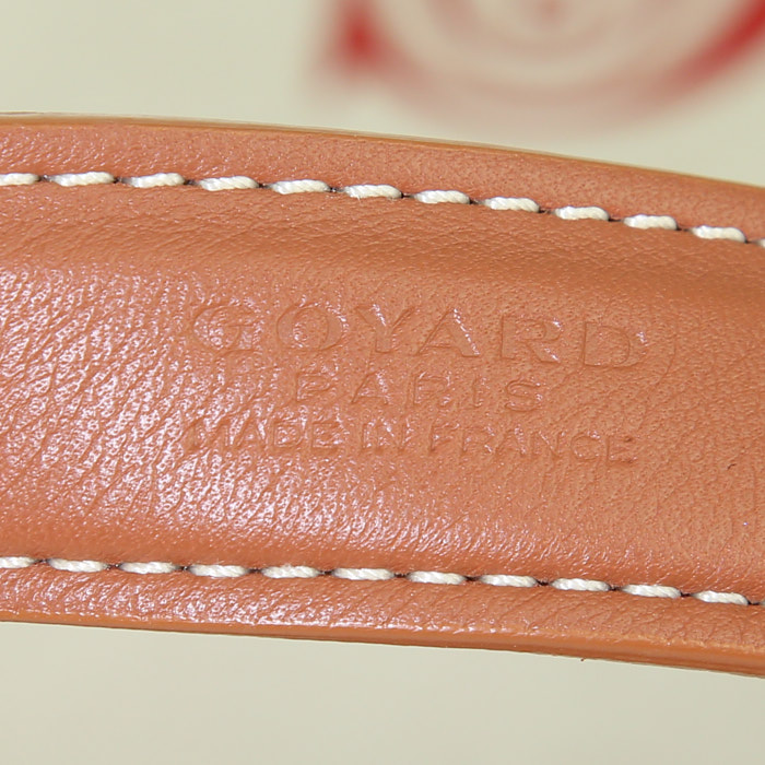 Goyard Belharra shopping bag in red and beige monogram canvas and brown leather - Detail D3