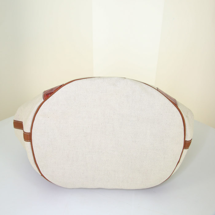 Shopping bag Goyard Belharra in tela monogram rossa e beige e pelle marrone - Detail D4