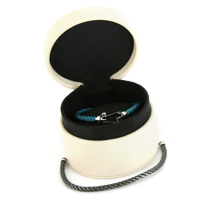 Fred Force 10 large model bracelet in white gold and stainless steel - Detail D3