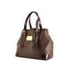 Shopping bag Louis Vuitton Hampstead in tela a scacchi marrone e pelle marrone - 00pp thumbnail