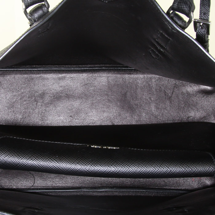 Sac cabas Prada Double en cuir saffiano noir - Detail D3