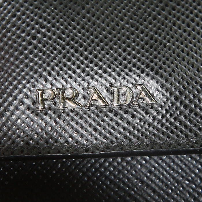 Prada Double shopping bag in black leather saffiano - Detail D4