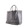 Shopping bag Goyard Saint-Louis modello grande in tela monogram cerata grigia e pelle grigia - 00pp thumbnail