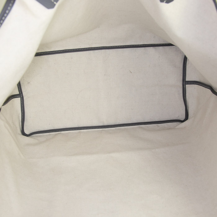 Sac cabas Goyard Saint-Louis grand modèle en toile monogram enduite grise et cuir gris - Detail D2