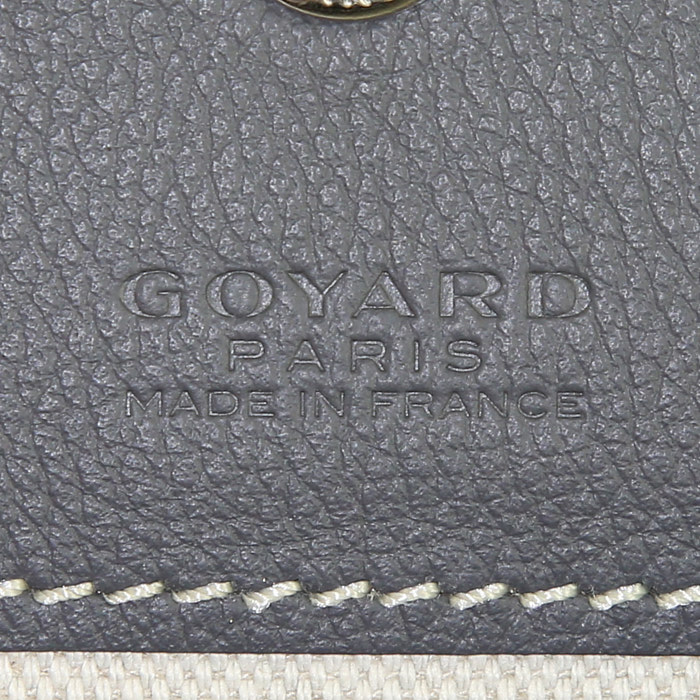 Shopping bag Goyard Saint-Louis modello grande in tela monogram cerata grigia e pelle grigia - Detail D3