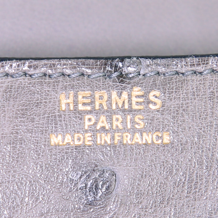 Hermes Constance handbag in grey ostrich leather - Detail D4
