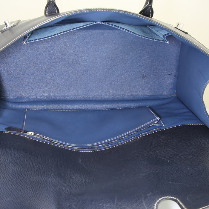 Bolso de mano Hermes Drag modelo grande en cuero epsom gris - Detail D2
