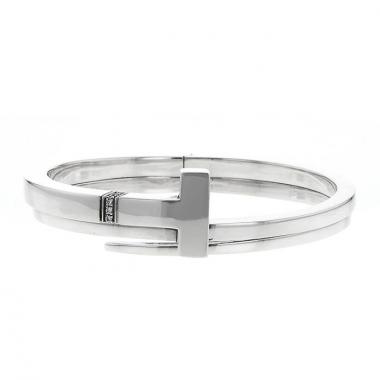 Brazalete redondo que se puede abrir Tiffany & Co Square en plata y diamantes