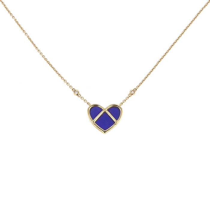 Collier Poiray L'Attrape Coeur moyen modèle en or jaune,  lapis-lazuli et diamants
