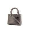 Dior Lady Dior medium model handbag in grey leather - 00pp thumbnail