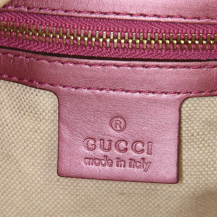 Borsa Gucci in pelle monogram rosa metallizzata - Detail D3
