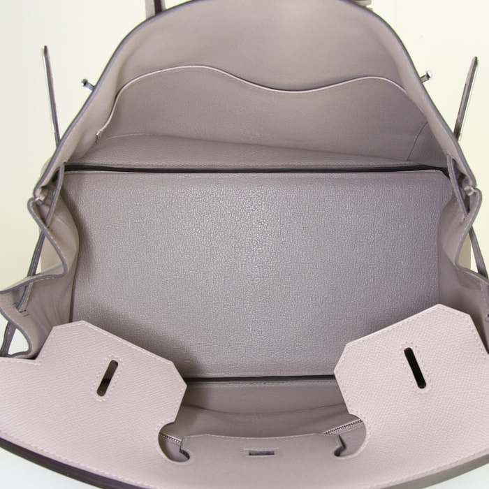 Bolso de mano Hermes Birkin 35 cm en cuero epsom gris tórtola - Detail D2