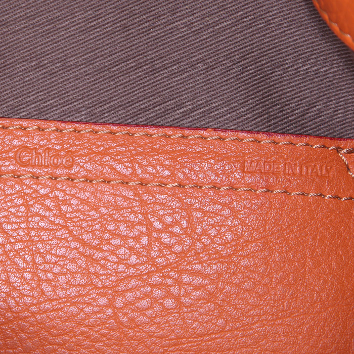 Chloé Marcie shoulder bag in orange grained leather - Detail D3