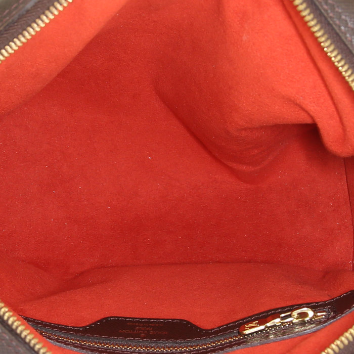 Louis Vuitton Brera Bag shoulder bag in ebene damier canvas and brown leather - Detail D3