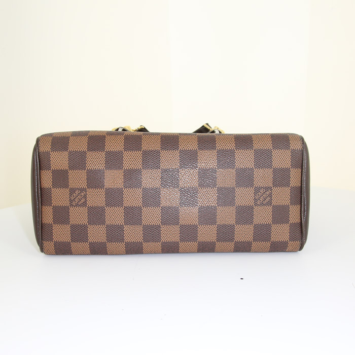 Louis Vuitton Brera Bag shoulder bag in ebene damier canvas and brown leather - Detail D5