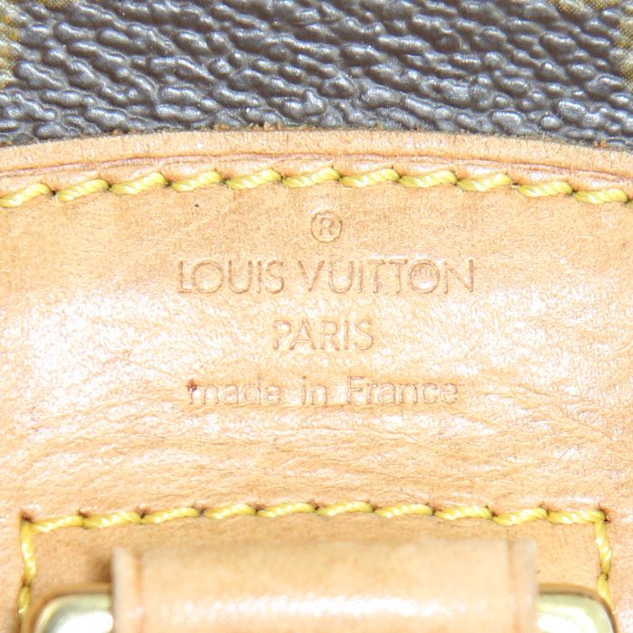 Sac à dos Louis Vuitton Montsouris Backpack mini en toile monogram marron et cuir naturel - Detail D3