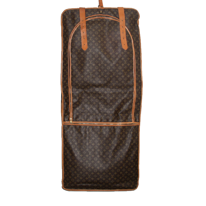 Porte-habits Louis Vuitton en toile monogram et cuir naturel - Detail D1