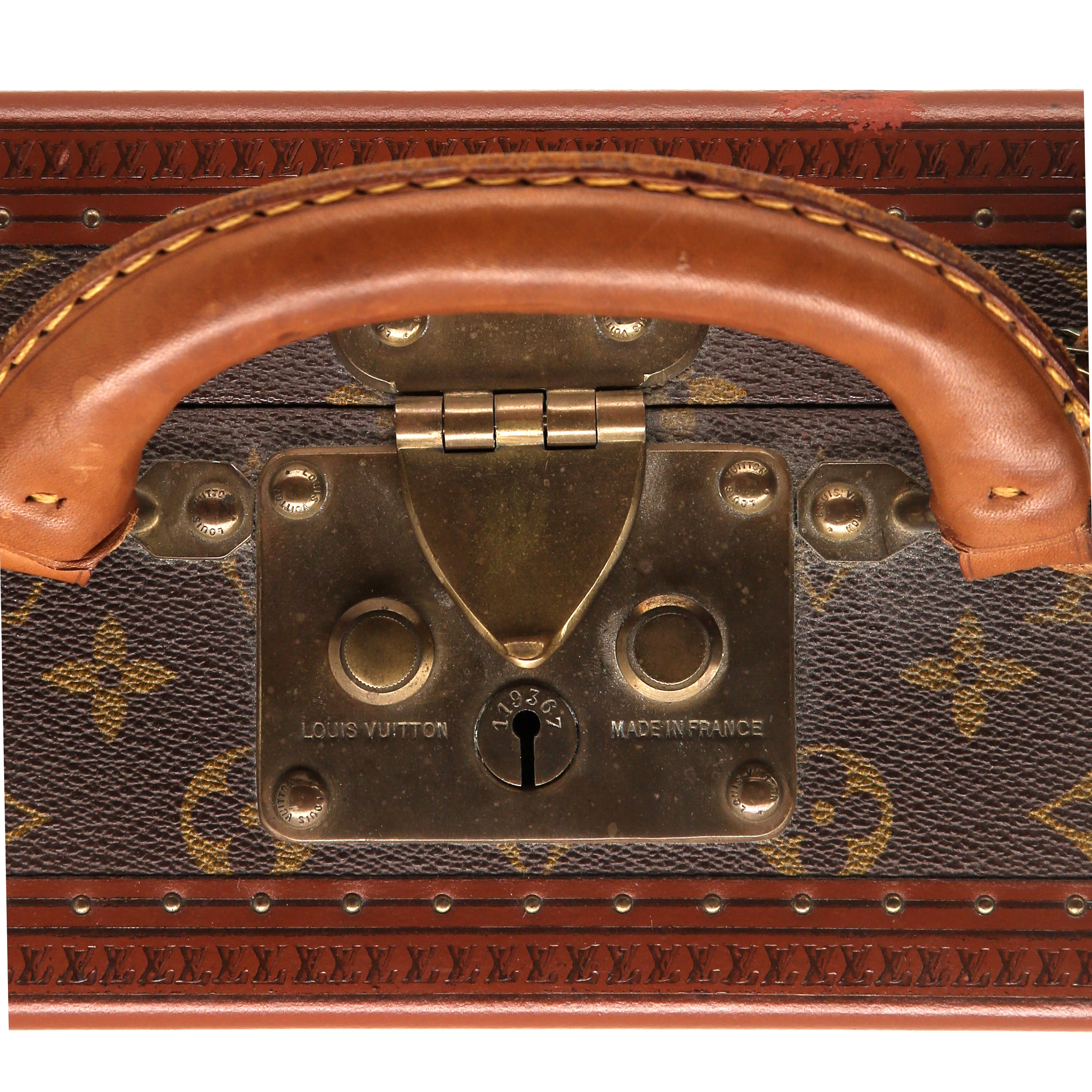 Valise Louis Vuitton Cotteville en toile monogram marron et lozine marron - Detail D3