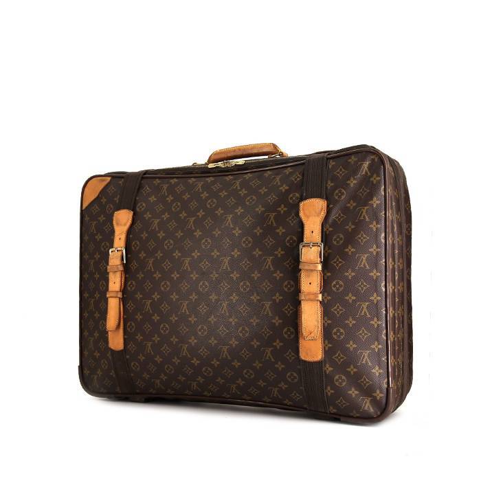 Louis Vuitton - Set di tre valigie in pelle logata di misure diverse,  interno in tela con scomparti removibili (la più grande e la più piccola),  finiture in pelle con dettagli in