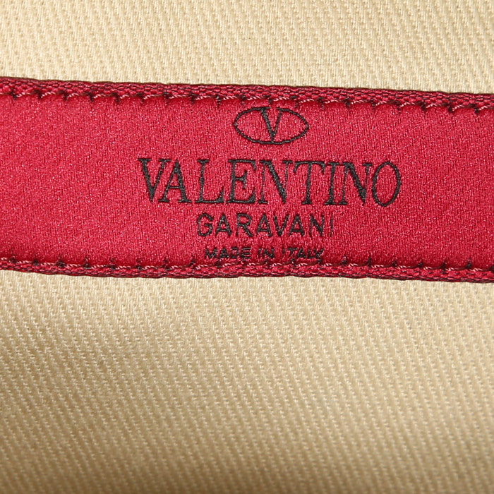 Valentino Garavani Rockstud Lock handbag in burgundy leather - Detail D4