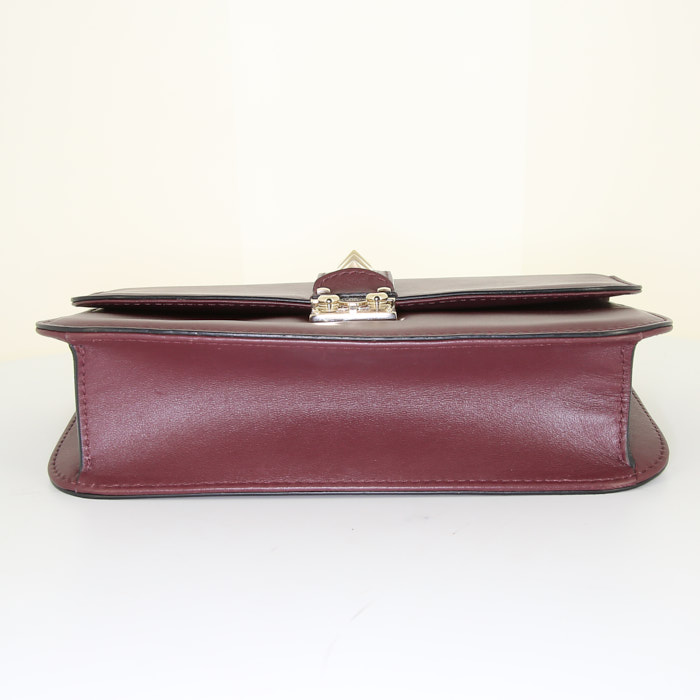 Borsa Valentino Garavani Rockstud Lock in pelle bordeaux - Detail D5