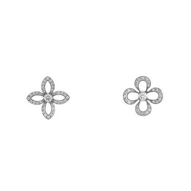 Paire de puces d'oreilles Louis Vuitton Puces Craquantes en or blanc et diamants