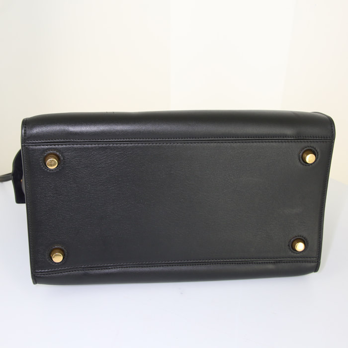 バッグ OLD CELINE CIRCLE RING LEATHER HAND BAG Celine Vintage Gold Circle Black Leather Structured Shoulder