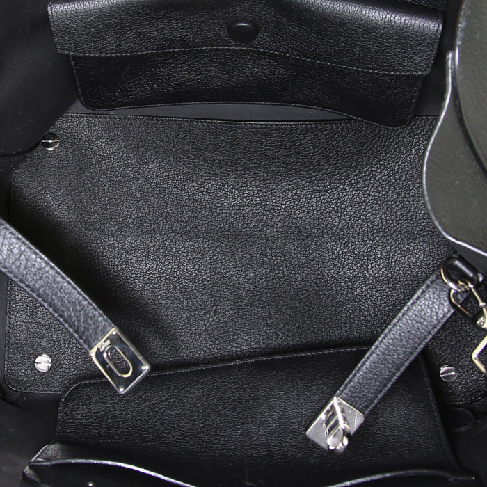 Dior Open Bar shopping bag in black leather - Detail D3
