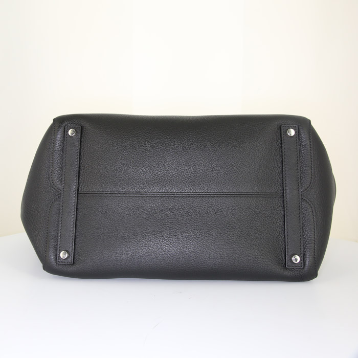 Dior Open Bar shopping bag in black leather - Detail D5