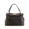 Saint Laurent Muse Medium handbag in brown leather and beige canvas - 360 thumbnail