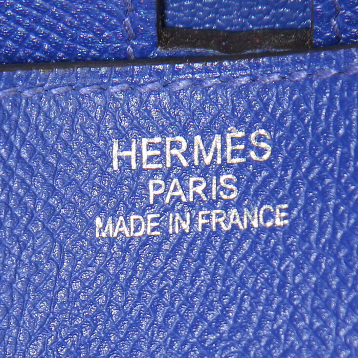 Sac à main Hermes Birkin 35 cm en cuir epsom bleu- électrique - Detail D3