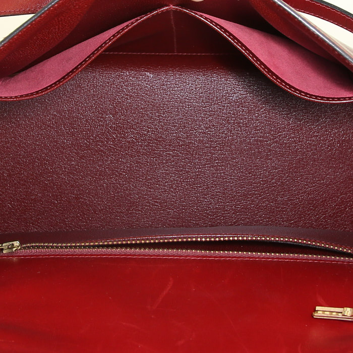 Hermes Kelly 32 cm handbag in burgundy box leather - Detail D3