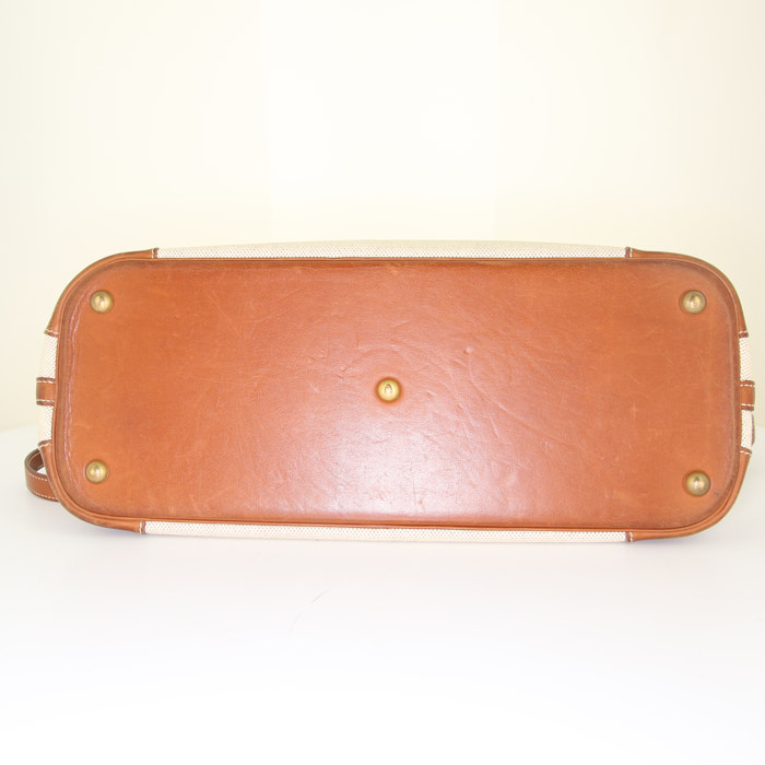 Borsa Hermes Bolide in tela beige e pelle Barenia gold - Detail D5