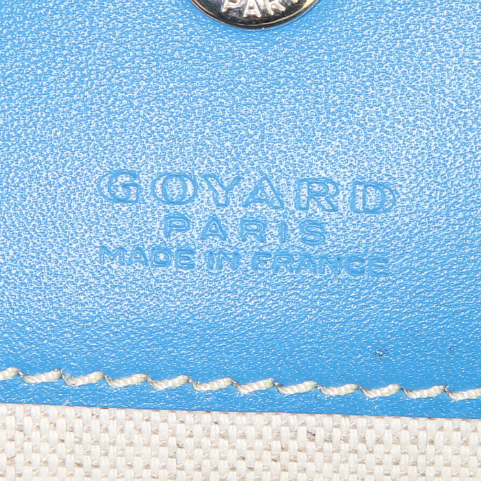 Shopping bag Goyard Saint-Louis in tela siglata blu e pelle blu - Detail D3